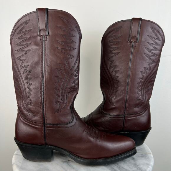 Vintage Men\'s Lehigh Brown Leather Embroidered Western Country Boots (Sz 9.5D) main image 5